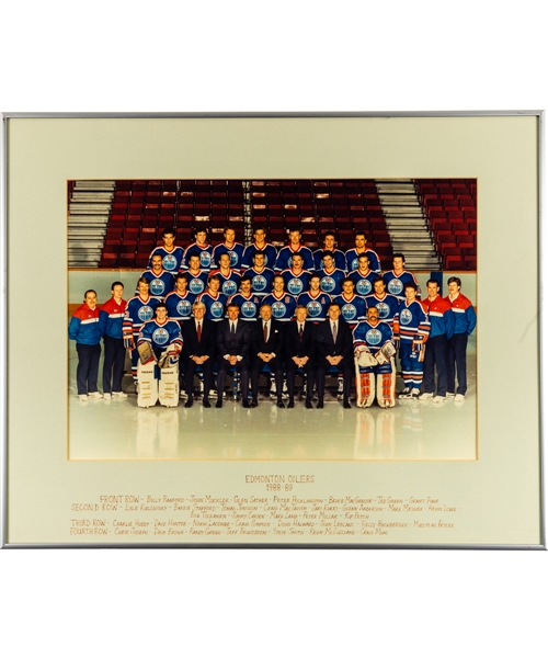 Edmonton Oilers 1988-89 Official Dressing Room Framed Team Photo with LOA (20" x 24 1/2") 