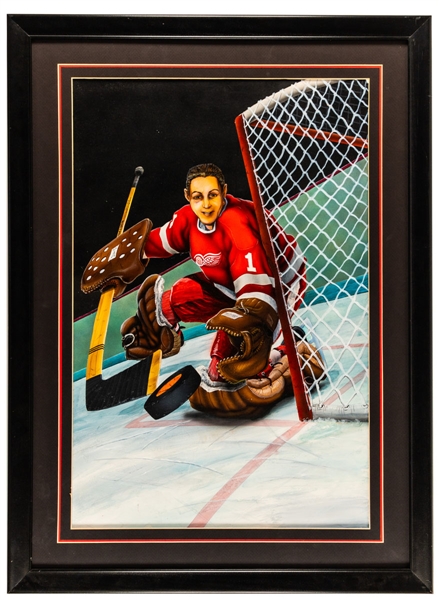 Terry Sawchuk Detroit Red Wings Framed Action Painting (27 1/2" x 37 1/2")