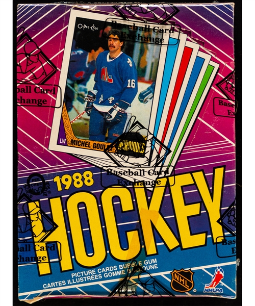 1987-88 O-Pee-Chee Hockey Wax Box (48 Unopened Packs) - BBCE Certified - Robitaille, Oates, Hextall, Tocchet, Ranford, Vernon, Damphousse Rookie Card Year