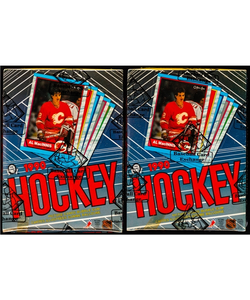 1989-90 O-Pee-Chee Hockey Wax Boxes (2 - Each with 48 Unopened Packs) - BBCE Certified - Joe Sakic, Brian Leetch and Theoren Fleury Rookie Card Year
