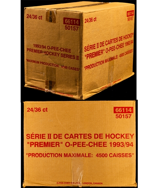 1993-94 O-Pee-Chee Premier Hockey Series 2 Factory Sealed Case Containing 24 Unopened Boxes