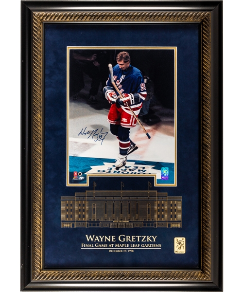 Wayne Gretzky Signed New York Rangers "Final Game at Maple Leaf Gardens" Framed Display from WGA (20 ½” x 29 ½”) 