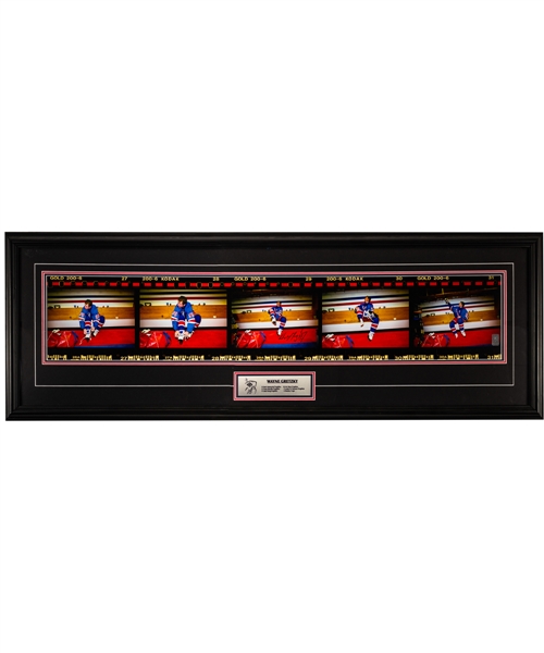 Wayne Gretzky New York Rangers April 18, 1999 "Hanging Up His Skates for the Last Time” Signed Framed Film Strip Display with WGA COA (20 ½” x 59”) 