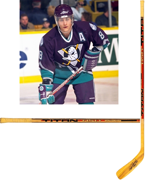 Teemu Selanne’s Late-1990s Anaheim Mighty Ducks Signed Titan ASD Game-Used Stick