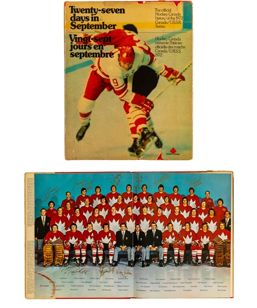 Twenty-Seven Days in September (1972 Canada-Russia Series) Hardcover Book with 55+ Signatures Including Dryden, Phil Esposito, Cournoyer, Dionne, Mahovlich Bros, Tretiak and Other HOFers/Stars