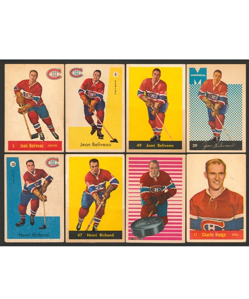1950s to 1970s Montreal Canadiens Parkhurst, Topps and O-Pee-Chee Hockey Card Collection (80+) Including Numerous Cards of Jean Beliveau and Henri Richard Plus Modern Cards (80+)