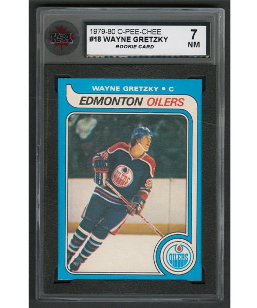 1979-80 O-Pee-Chee Hockey Card #18 HOFer Wayne Gretzky Rookie - Graded KSA 7