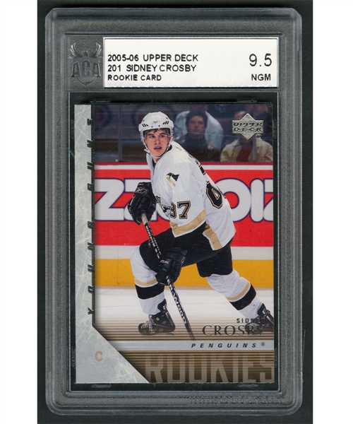 2005-06 Upper Deck Young Guns Hockey Card #201 Sidney Crosby Rookie - Graded ACA 9.5