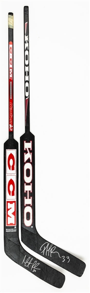 Patrick Roy (1997-98) Colorado Avalanche and Martin Brodeur (2004-05) New Jersey Devils Signed Game-Issued Sticks 