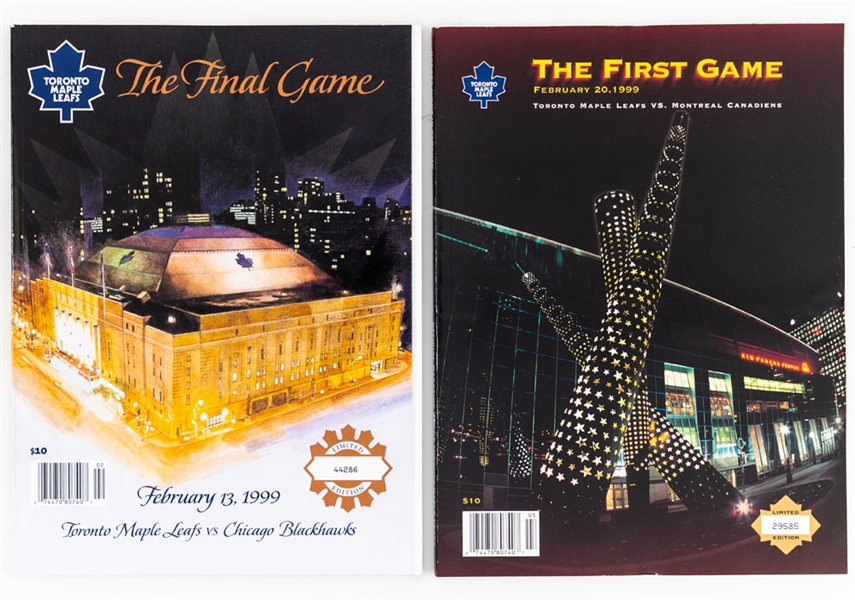 Toronto Maple Leafs 1998-99 Final Games at Maple Leaf Gardens and First Season at Air Canada Centre Full Season Ticket Booklets (2) Plus Final and Opening Games Programs 