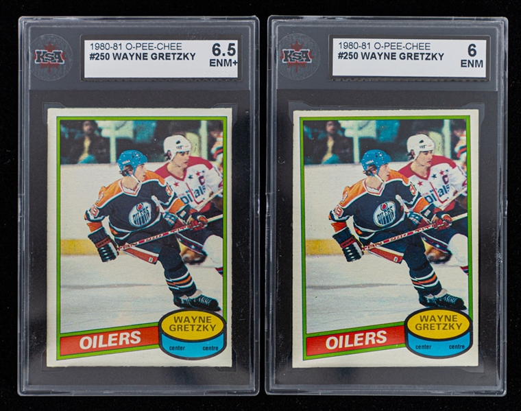 1980-81 O-Pee-Chee Hockey Card #250 HOFer Wayne Gretzky (2) - Graded KSA 6.5 and KSA 6