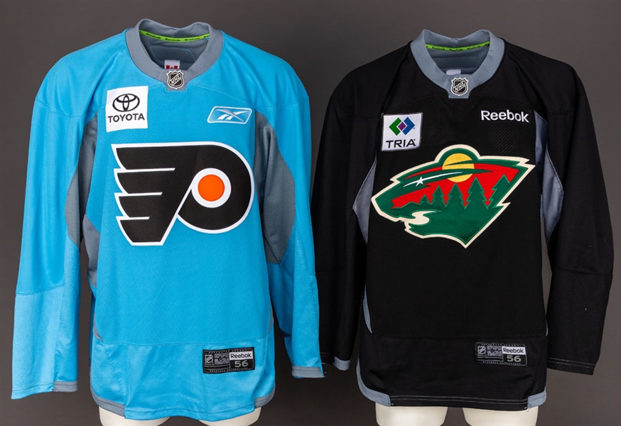 Early-2010s Minnesota Wild (2), Winnipeg Jets and Philadelphia Flyers Practice / Training Camp Jersey Collection of 4 