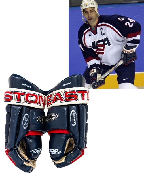 Chris Chelios’ 2002 Winter Olympics Team USA Signed Easton Game-Used Gloves – Photo-Matched! 