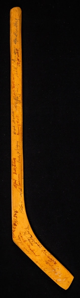 Late-1940s/Early-1950s Hockey Mini-Stick Signed by 19 AHL and Minor League Players
