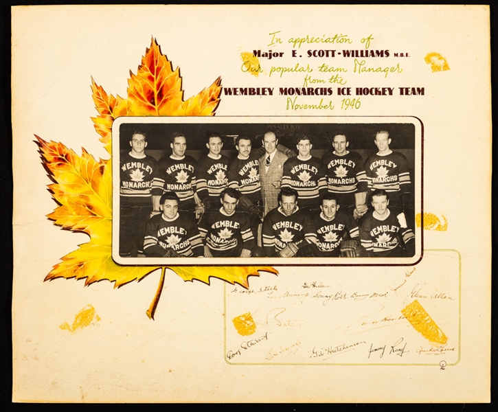 British National League 1946-47 Wembley Monarchs Team-Signed Presentational Team Photo Display
