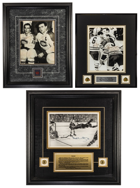 Bobby Orr "The Goal", Maurice/Henri Richard, Bobby Hull/Phil Esposito Signed/Dual-Signed Framed Displays with COAs