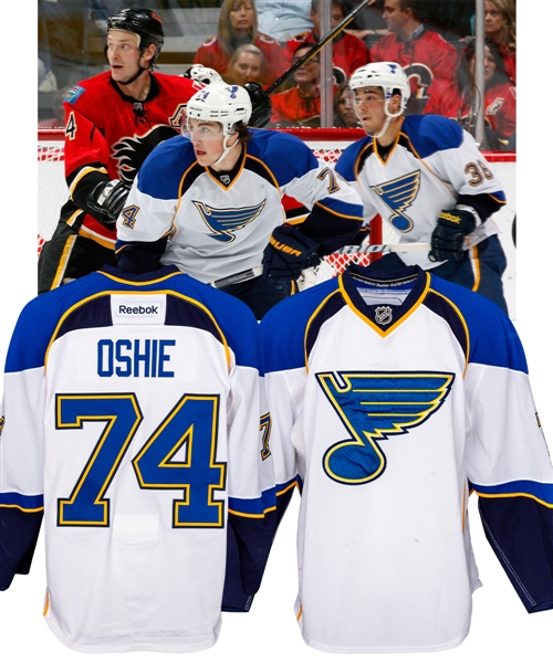 T.J. Oshie’s 2011-12 St Louis Blues Game-Worn Jersey with Team COA – Photo-Matched!