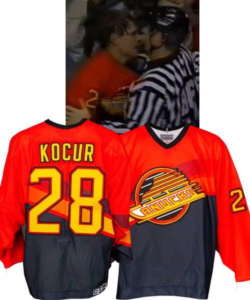 Joey Kocurs 1995-96 Vancouver Canucks Game-Worn Third Jersey from His Personal Collection with LOA 