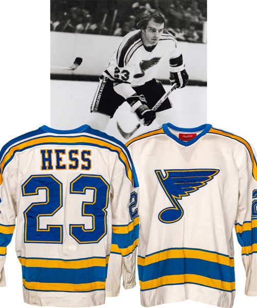 Late-1970s St Louis Blues Game-Worn Jersey Attributed to Hartland Monahan - Team Repairs!