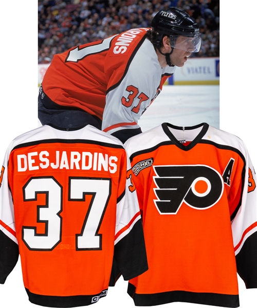 Eric Desjardins’ 1999-2000 Philadelphia Flyers Game-Worn Alternate Captains Jersey – 2000 Patch!  