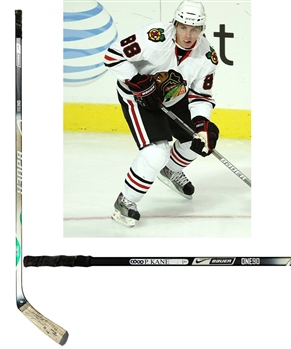 Patrick Kanes 2007-08 Chicago Black Hawks Signed Bauer One90 Game-Used Rookie Pre-Season Stick with Letter of Provenance – Calder Memorial Trophy Season! 