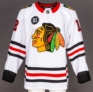Alex DeBrincat’s 2018-19 Chicago Black Hawks Game-Worn Jersey with Team LOA - Mikita Memorial Patch! – Photo-Matched! 