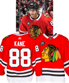 Patrick Kane’s 2018-19 Chicago Black Hawks Game-Worn Jersey with Team LOA - Mikita Memorial Patch! – Photo-Matched!