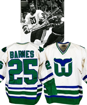 Norm Barnes 1980-81 Hartford Whalers Game-Worn Jersey - Team Repairs!