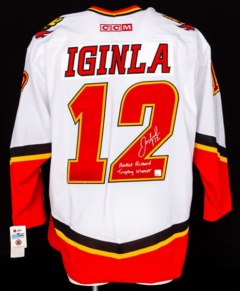 Jarome Iginla Signed Calgary Flames Captains Jersey with "Rocket Richard Trophy Winner" Notation 