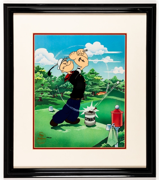 King Features Popeye Golfing Framed Limited-Edition Sericel and Myron Waldman Signed Animation Cel (2) 
