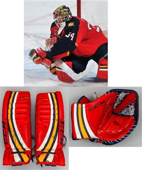 Tim Thomas 2013-14 Florida Panthers Photo-Matched Koho Game-Worn Pads and Game-Used Glove Plus Game-Issued Graf Skates with His Signed LOA