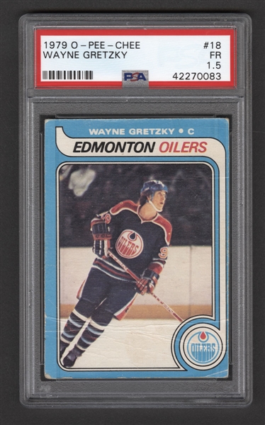 1979-80 O-Pee-Chee Hockey Card #18 HOFer Wayne Gretzky Rookie - Graded PSA 1.5