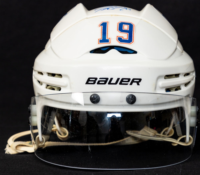 Justin Schultz’s 2014-15 Edmonton Oilers Signed Bauer Game-Worn Helmet with Team LOA – Photo-Matched! 