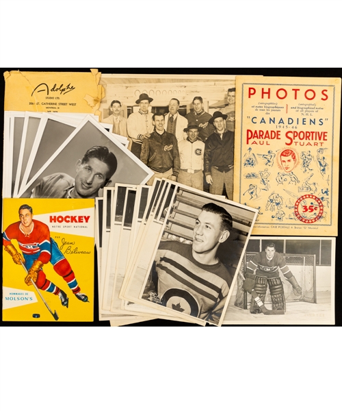 Montreal Canadiens Vintage Memorabilia Collection Including 1950s David Bier & Adolphe Studios Players Photos (21) and Kenny Mosdell Montreal Oldtimers Game-Worn Jersey