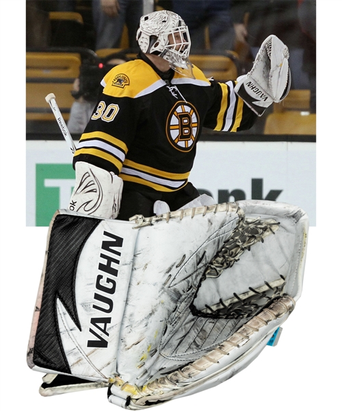 Tim Thomas 2010-11 Boston Bruins Vaughn Game-Used Glove with His Signed LOA - Conn Smythe and Vezina Trophies Season - Stanley Cup Championship Season! - Photo-Matched!