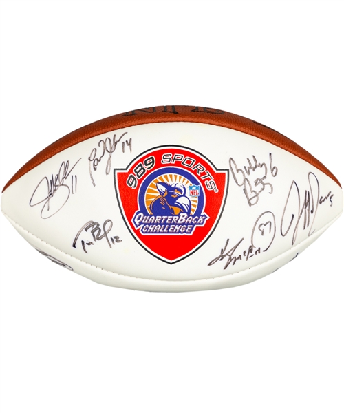 NFL Quarterbacks and Wide Receivers Multi-Signed Football Including Kelly & Brady with Display Case - JSA LOA