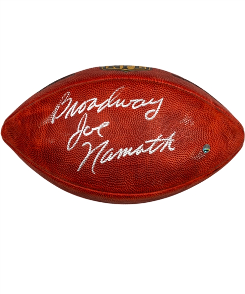 Joe Namath Signed Official NFL Football with Display Case - "Broadway" Annotation - Steiner COA