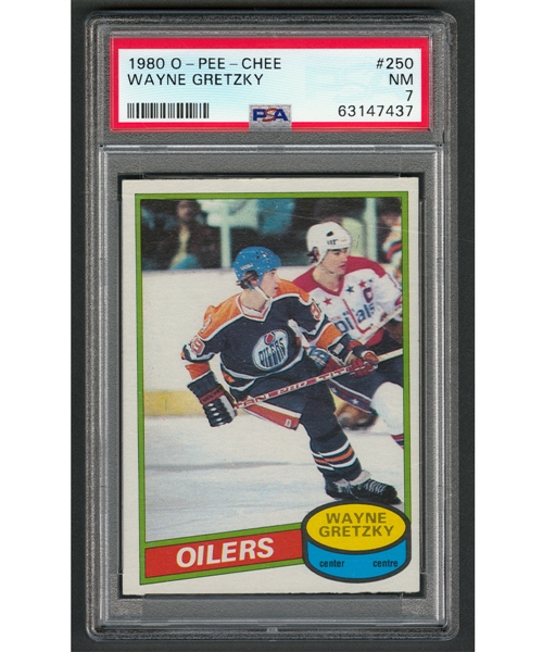 1980-81 O-Pee-Chee Hockey Card #250 HOFer Wayne Gretzky - Graded PSA 7