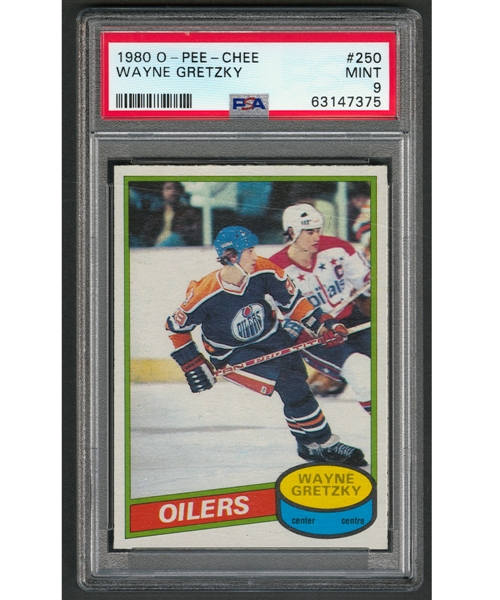 1980-81 O-Pee-Chee Hockey Card #250 HOFer Wayne Gretzky - Graded PSA 9