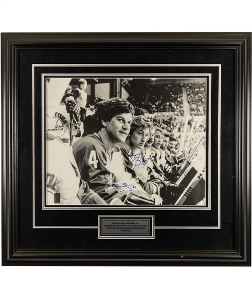 Wayne Gretzky and Bobby Orr Dual-Signed Limited-Edition Framed Photo #183/299 from WGA (28 ½” x 30 ½”)