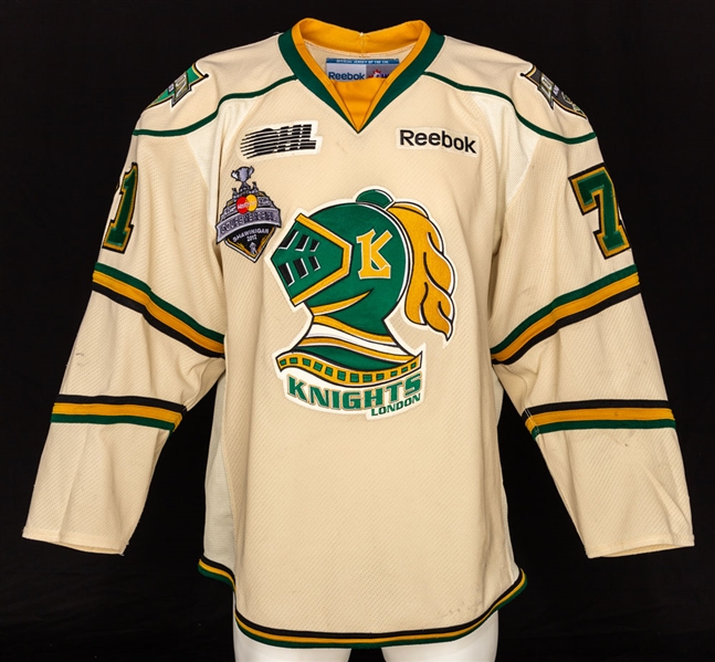 Chris Tierneys 2011-12 OHL London Knights Game-Worn Jersey with Team COA - Team Repairs! - 2012 Memorial Cup Patch!