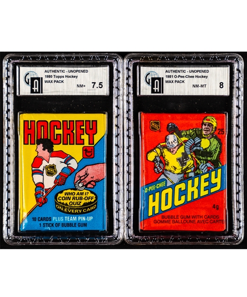 1980-81 Topps Hockey and 1981-82 O-Pee-Chee Hockey Unopened Wax Packs (2) - Both GAI Certified