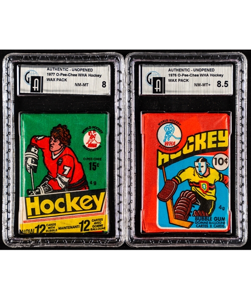 1976-77 and 1977-78 O-Pee-Chee WHA Hockey Unopened Wax Packs (2) - Both GAI Certified