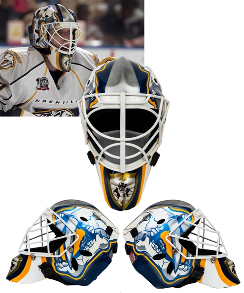 Chris Mason’s 2007-08 Nashville Predators Sportmask Game-Worn Goalie Mask – Photo-Matched! 