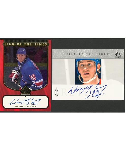 1997-98 Upper Deck SP Authentic Sign of the Times #WG Wayne Gretzky Autograph and 2003-04 SP Authentic Sign of the Times #SOT-WG Wayne Gretzky Autograph