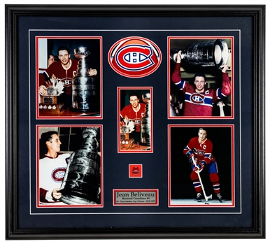 Jean Beliveau Signed "10-Time Stanley Cup Winner" Framed Photo Display with LOA (30 1/2" x 29")