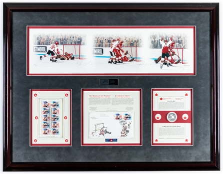 Brian Glennie’s 1972 Canada-Russia Series Team Canada “History Unfolds” Framed Multi-Signed Lithograph Display Plus Henderson Signed “The Goal” Limited-Edition AP Framed Lithograph with Family LOA
