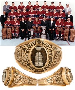 Tom Johnsons Montreal Canadiens 1956-60 "Five Consecutive Stanley Cups" 10K Gold Ring from His Personal Collection with LOA 