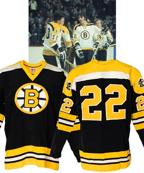 Chris Oddleifsons 1973-74 Boston Bruins Game-Worn Jersey (w/ 50th Patches and Team Repairs) from Tom Johnsons Personal Collection with LOA