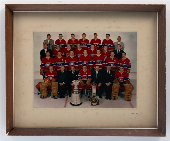 Tom Johnsons 1959-60 Montreal Canadiens Stanley Cup Champions Framed Team Photo from His Personal Collection with LOA (17" x 20 1/2") 